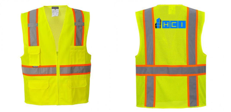 Custom Yellow Class 2 Safety Vest with Cooling Mesh Back