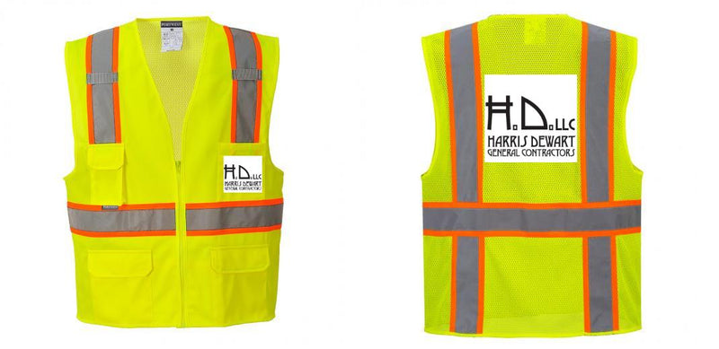 Custom Yellow Class 2 Safety Vest with Cooling Mesh Back