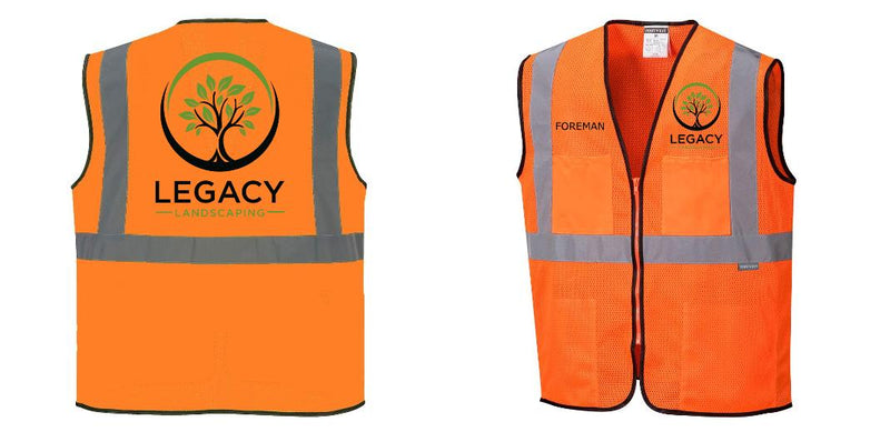 Custom Lightweight High Visibility ORANGE Tampa Mesh Vest