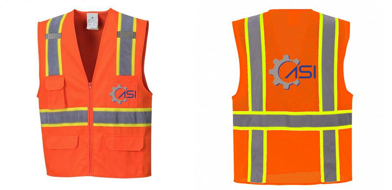 Custom Orange Class 2 Safety Vest with Cooling Mesh Back