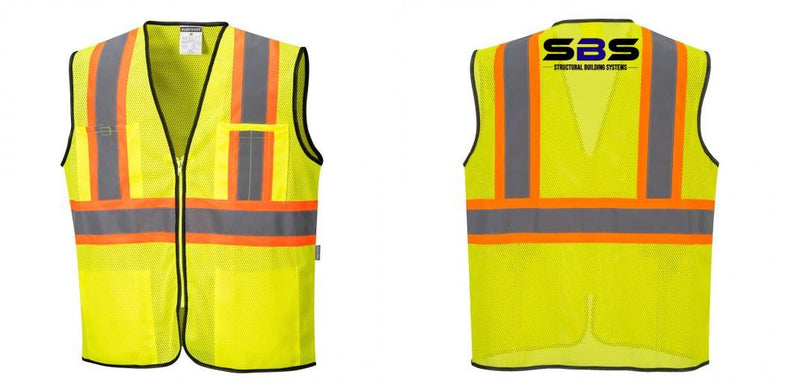Mesh Class 2 Safety Vest with Pockets Hi Vis Reflective