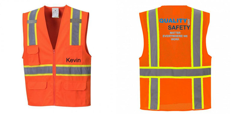 Custom Orange Class 2 Safety Vest with Cooling Mesh Back