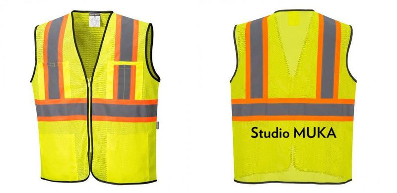 Custom Yellow Mesh Class 2 Reflective Safety Vest with Pockets
