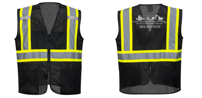 Black Safety Vest | Reflective High Visibility with Pockets