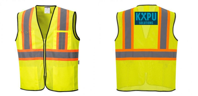 Custom Yellow Mesh Class 2 Reflective Safety Vest with Pockets