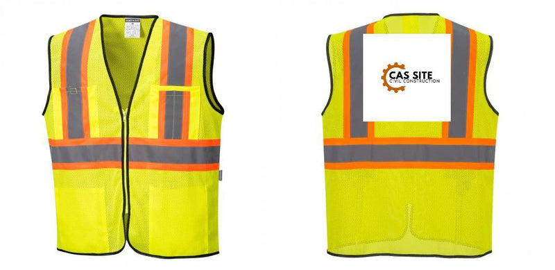 Custom Yellow Mesh Class 2 Reflective Safety Vest with Pockets
