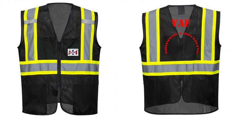 Custom Black Safety Vest Reflective High Visibility with Pockets