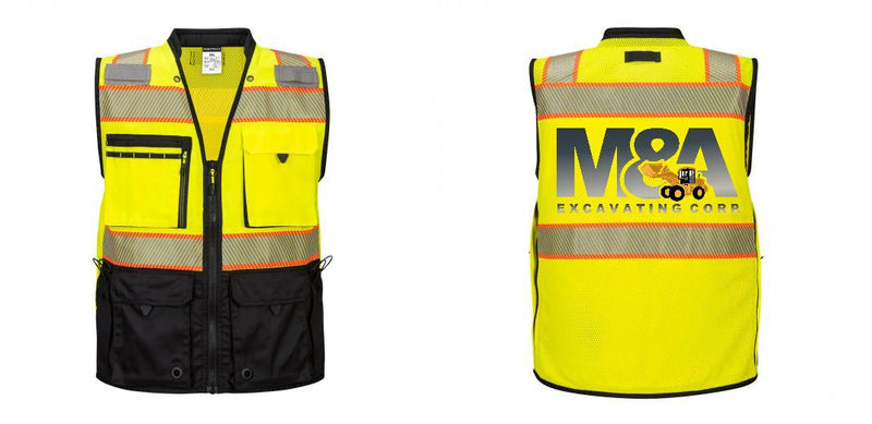 Custom Premium Two-toned Surveyor Safety Vest with Segmented Tape