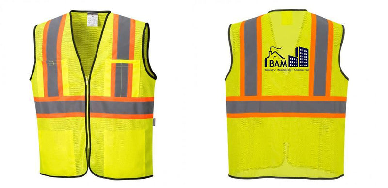 Mesh Class 2 Safety Vest with Pockets Hi Vis Reflective