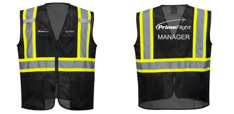 Custom Black Safety Vest Reflective High Visibility with Pockets