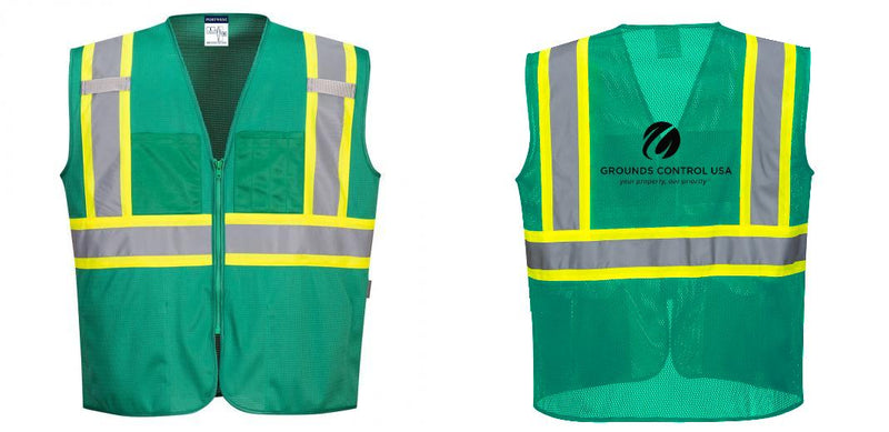 Custom Green Safety Vest Reflective High Visibility with Pockets