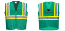 Custom Green Safety Vest Reflective High Visibility with Pockets