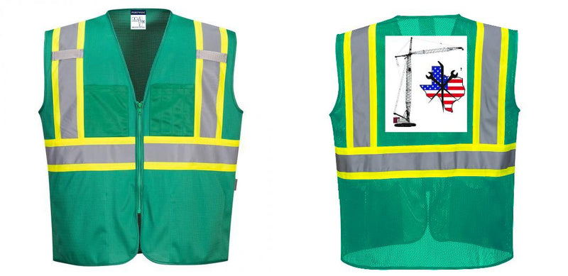 Custom Green Safety Vest Reflective High Visibility with Pockets