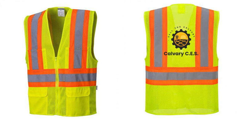 Custom Contrast High Visibility Full Mesh Yellow Safety Vest