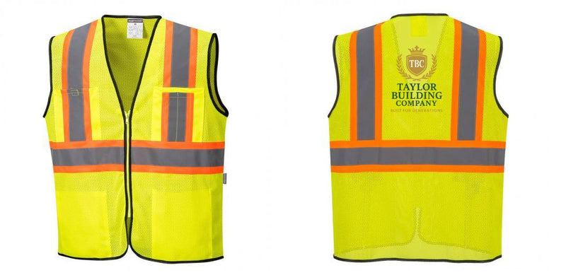 Custom Yellow Mesh Class 2 Reflective Safety Vest with Pockets