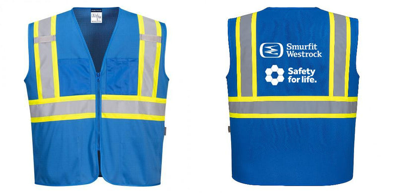Custom Royal Blue Safety Vest Reflective High Visibility with Pockets
