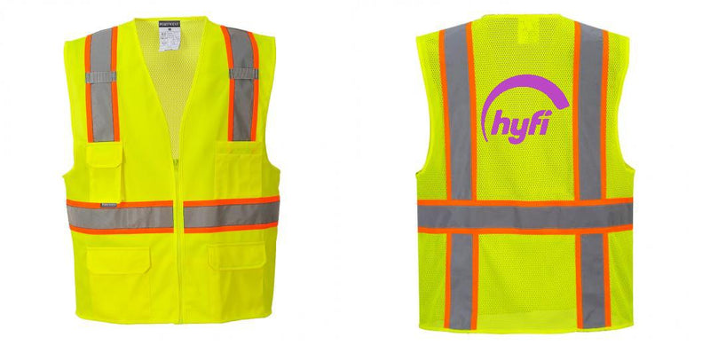 Custom Yellow Class 2 Safety Vest with Cooling Mesh Back