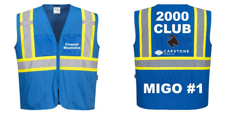 Custom Royal Blue Safety Vest Reflective High Visibility with Pockets