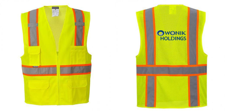Custom Yellow Class 2 Safety Vest with Cooling Mesh Back