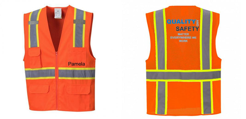 Custom Orange Class 2 Safety Vest with Cooling Mesh Back
