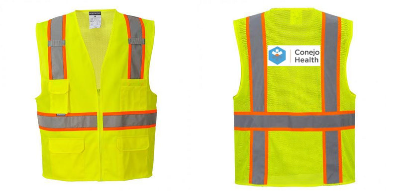 Custom Yellow Class 2 Safety Vest with Cooling Mesh Back