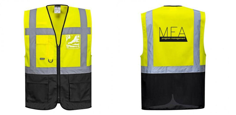 Custom Warsaw Yellow and Black Professional Style Safety Vest