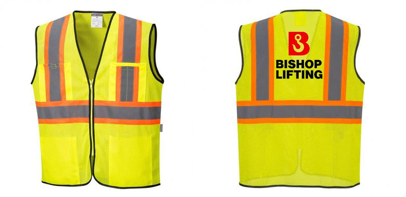 Custom Yellow Mesh Class 2 Reflective Safety Vest with Pockets