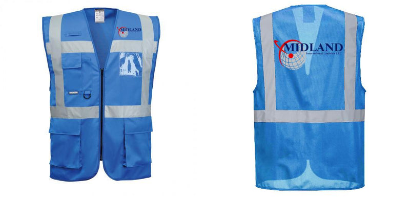Custom ROYAL BLUE Professional Executive Style Safety Vest