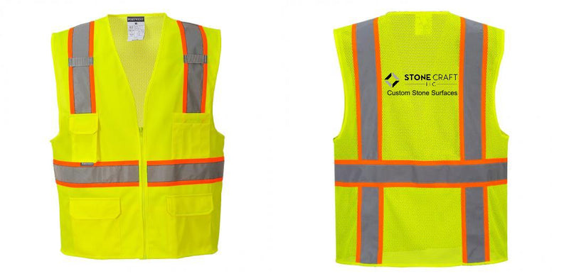 Custom Yellow Class 2 Safety Vest with Cooling Mesh Back