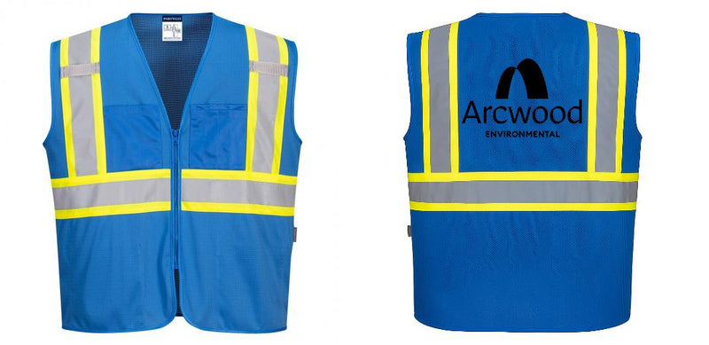 Custom Royal Blue Safety Vest Reflective High Visibility with Pockets