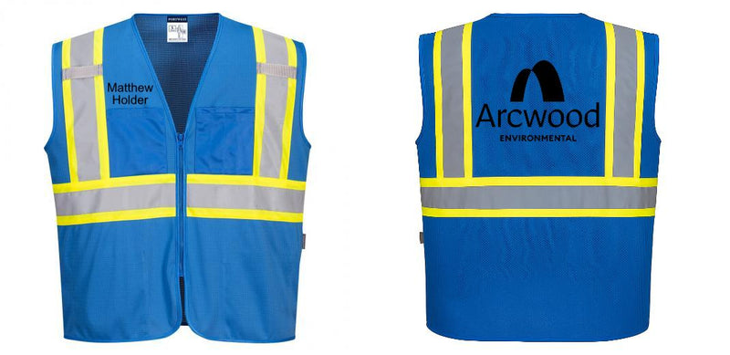 Custom Royal Blue Safety Vest Reflective High Visibility with Pockets