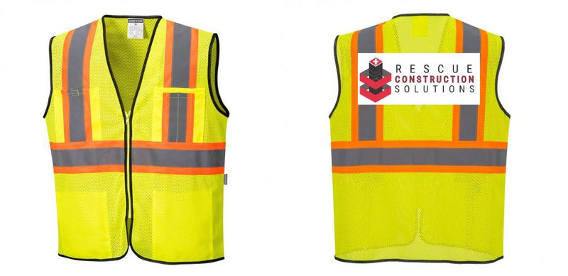 Custom Yellow Mesh Class 2 Reflective Safety Vest with Pockets