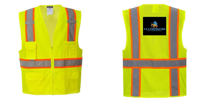 Custom Yellow Class 2 Safety Vest with Cooling Mesh Back
