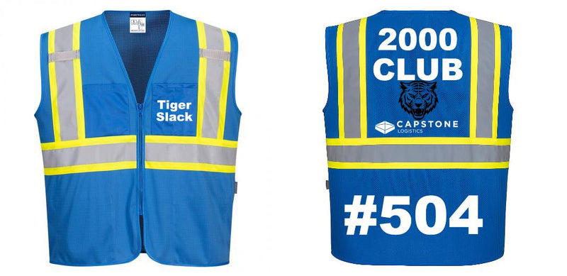 Custom Royal Blue Safety Vest Reflective High Visibility with Pockets