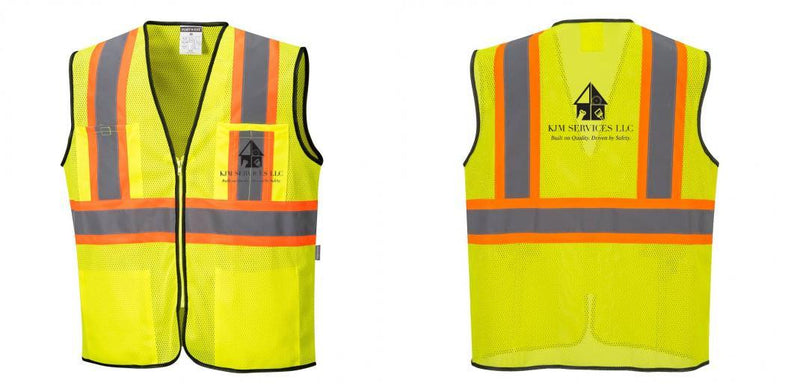 Custom Yellow Mesh Class 2 Reflective Safety Vest with Pockets