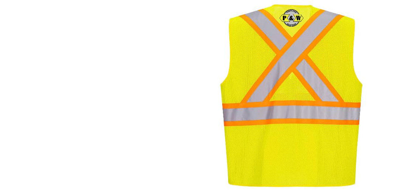 Custom X-Back YELLOW Mesh Contrast Tape Vest