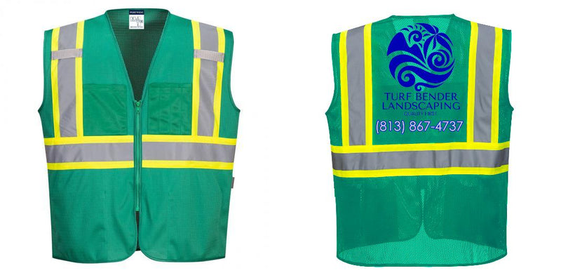 Custom Green Safety Vest Reflective High Visibility with Pockets