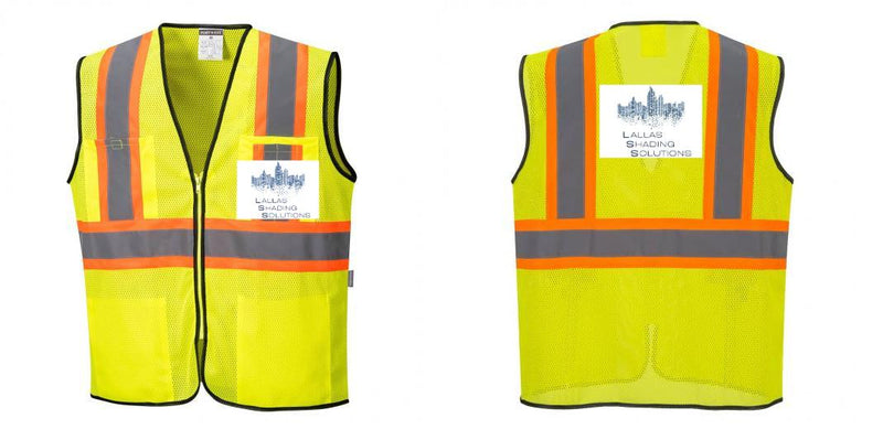 Custom Yellow Mesh Class 2 Reflective Safety Vest with Pockets