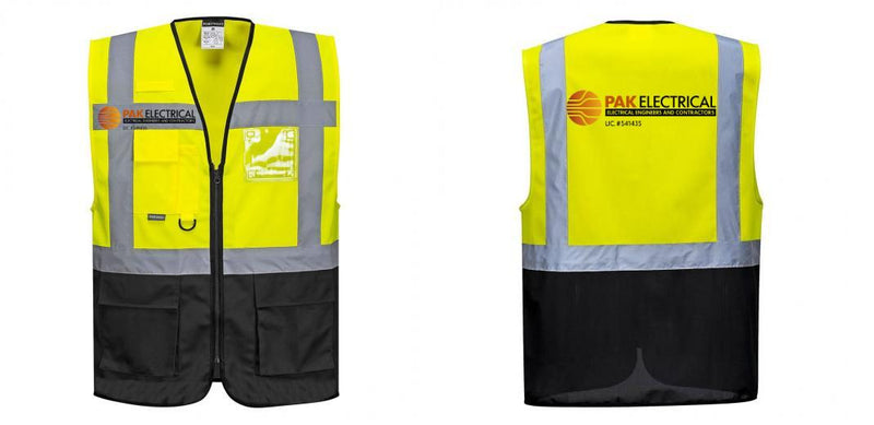 Custom Warsaw Yellow and Black Professional Style Safety Vest