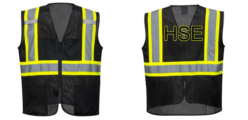 Black Safety Vest | Reflective High Visibility with Pockets
