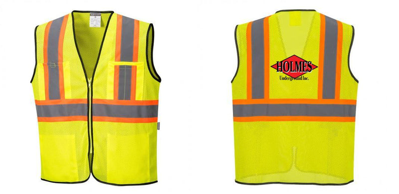 Custom Yellow Mesh Class 2 Reflective Safety Vest with Pockets