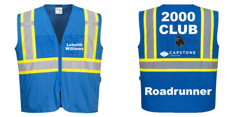 Custom Royal Blue Safety Vest Reflective High Visibility with Pockets