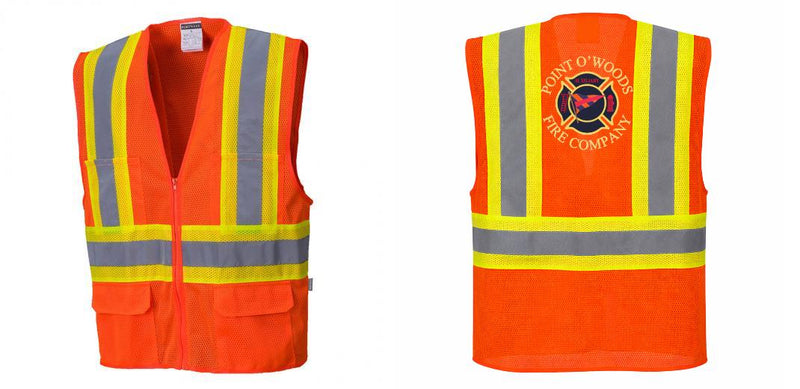 Custom Hi-Vis Orange Contrast Mesh Safety Vest – ANSI Class 2