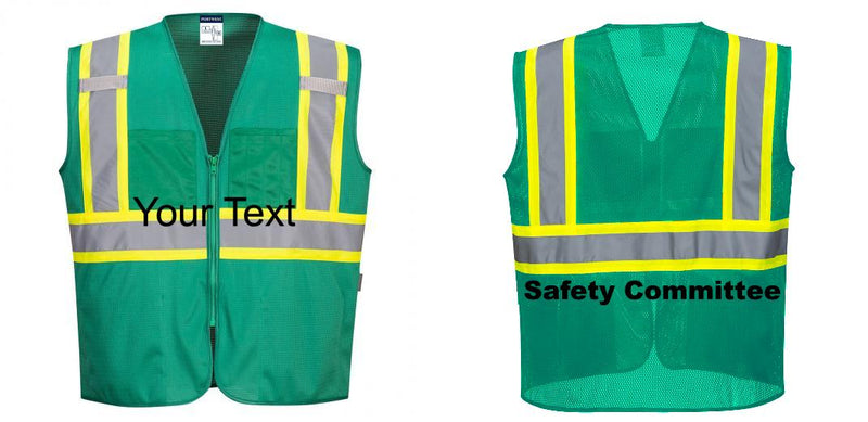 Custom Green Safety Vest Reflective High Visibility with Pockets