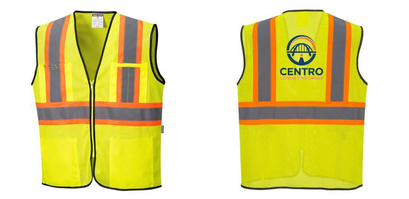 Custom Yellow Mesh Class 2 Reflective Safety Vest with Pockets