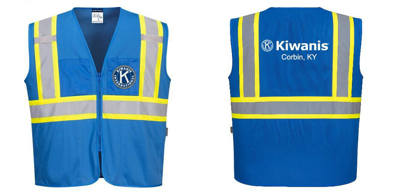 Custom Royal Blue Safety Vest Reflective High Visibility with Pockets