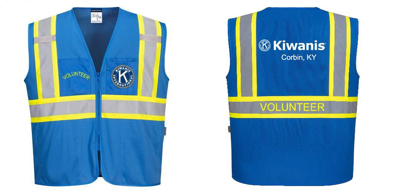 Custom Royal Blue Safety Vest Reflective High Visibility with Pockets
