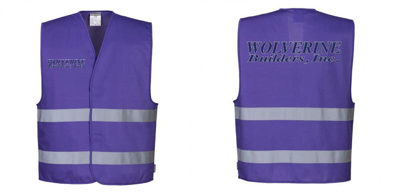 Custom PURPLE Work and Event Style Safety Reflective Vest