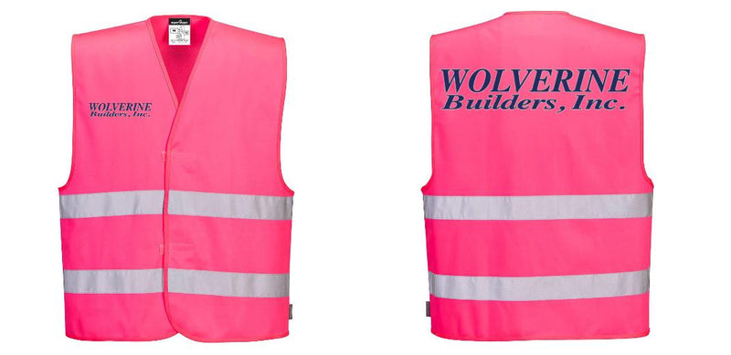 Custom PINK Safety Vest Reflective Hi-Vis Work and Event Style Vest