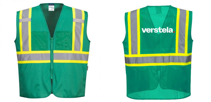 Custom Green Safety Vest Reflective High Visibility with Pockets